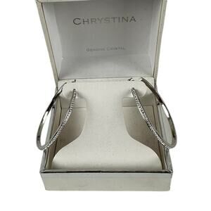 Jewelry Earrings Chrystina Large Hoops Silver Plated 2" Diameter New Box